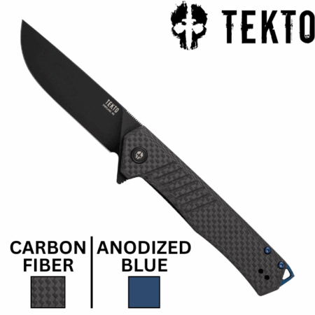 Tekto F1 Alpha Carbon Fiber with Blue Accents Automatic Folding Knife