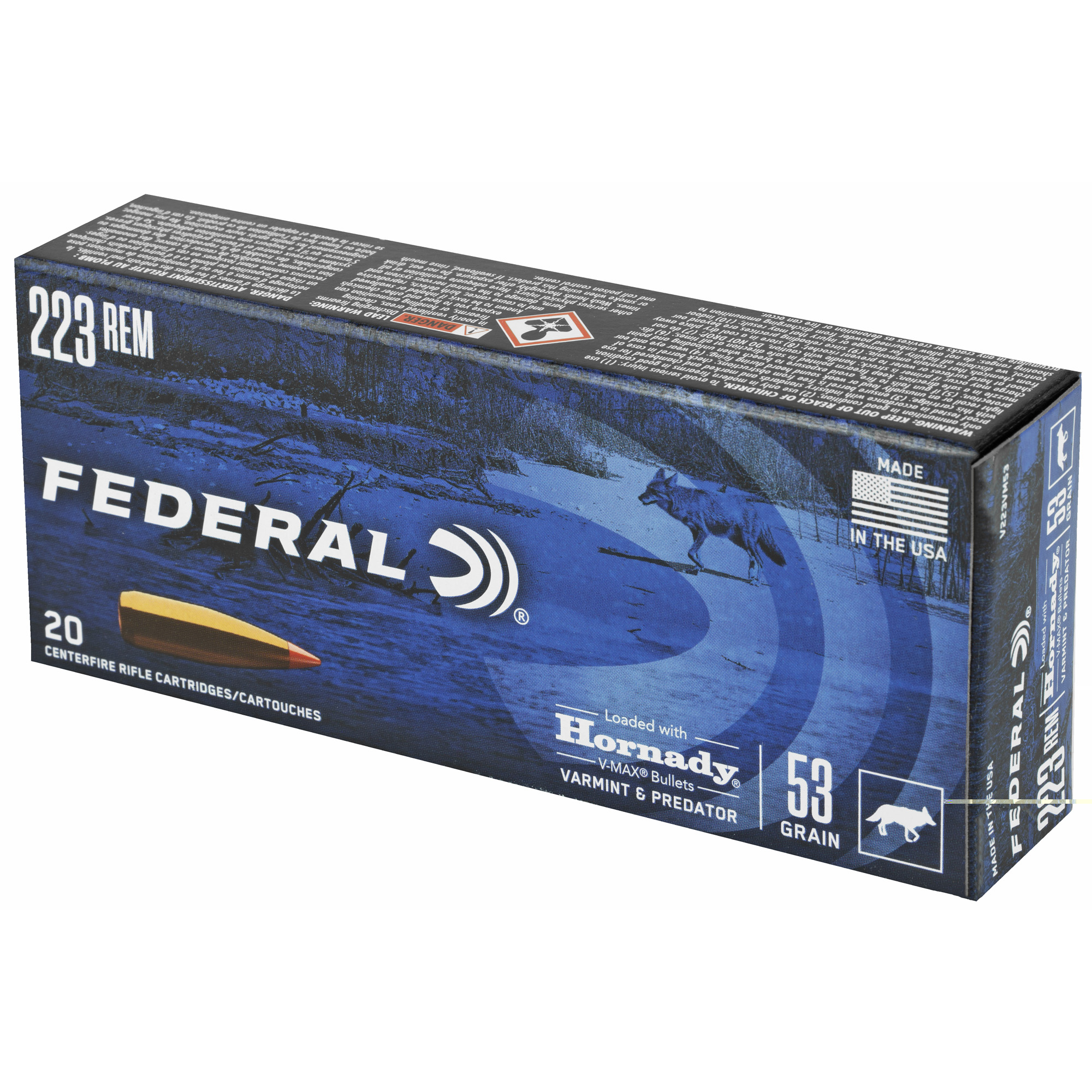 Federal V&p 223 Remington 53gr Hornady V-max 20-2 - Image 4