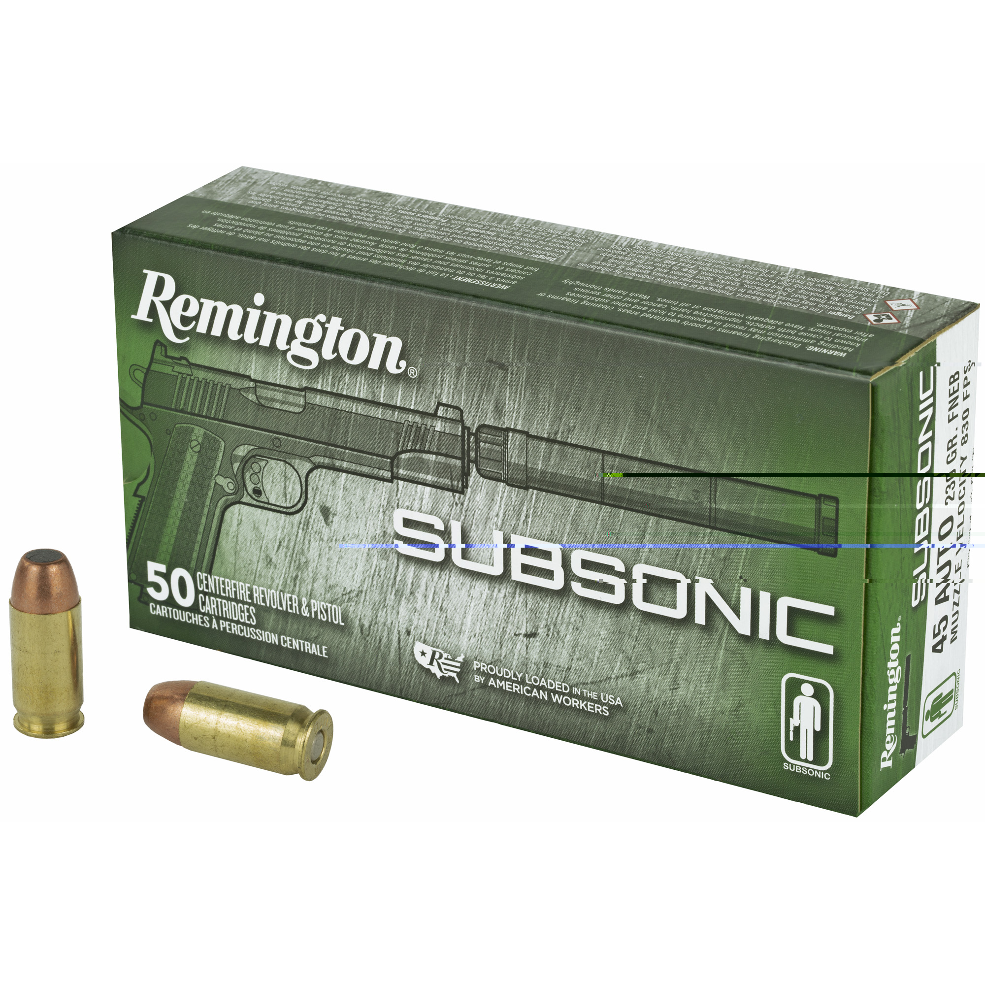 Rem Subsonic 45acp 230gr 50-500